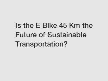 Is the E Bike 45 Km the Future of Sustainable Transportation?